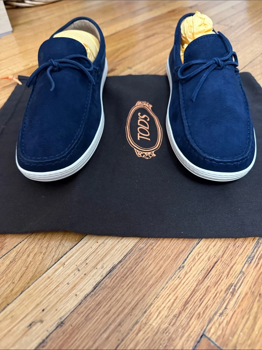 Tod's Navy Suede Slip-On Driving Moccasins